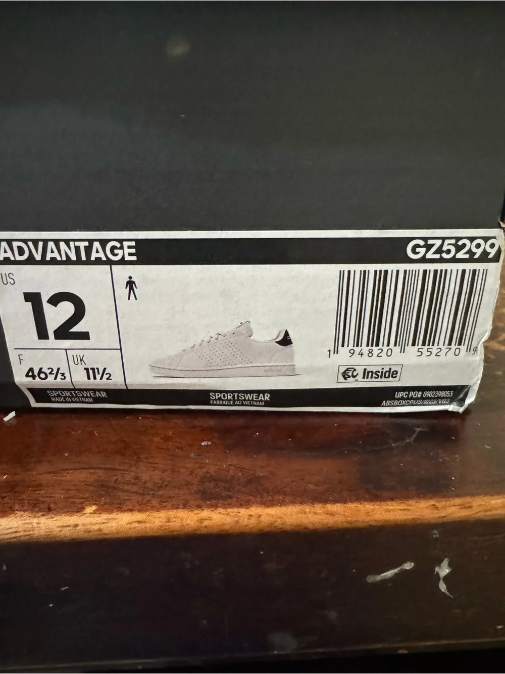 adidas Men’s White Leather Sneaker with Black Heel Patch